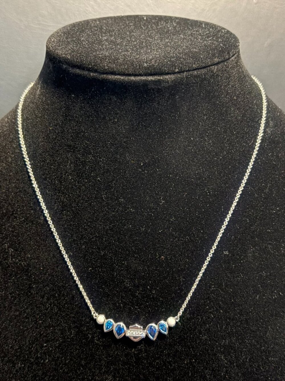 HARLEY DAVIDSON GARLAND STONES STERLING SILVER NECKLACE